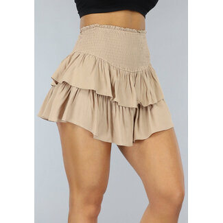 Beigefarbener Hosenrock mit hoher Taille