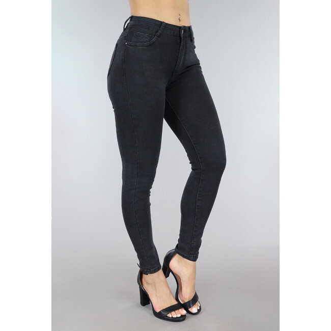 Schwarze Skinny-Jeans mit mittlerer Taille