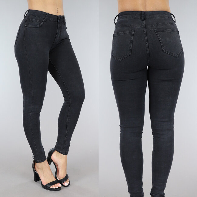 Schwarze Skinny-Jeans mit mittlerer Taille