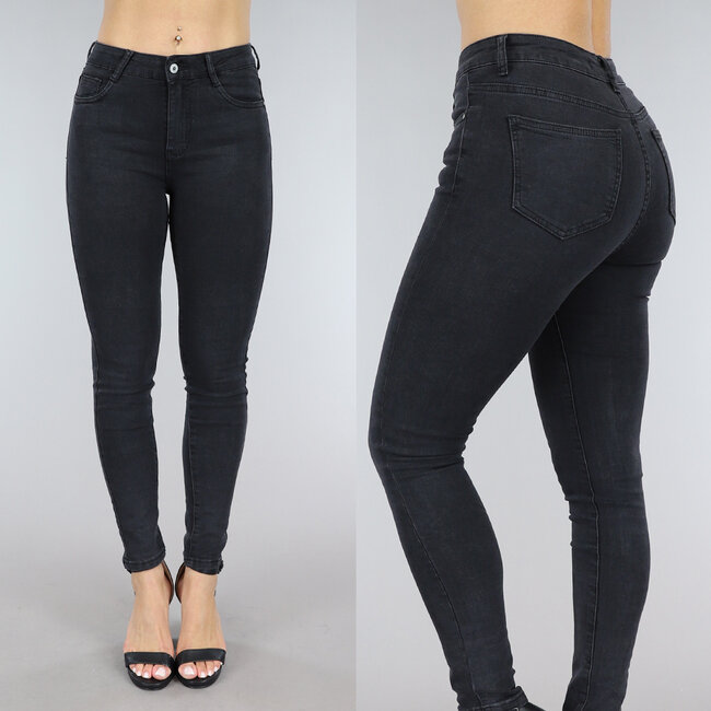 Schwarze Skinny-Jeans mit mittlerer Taille
