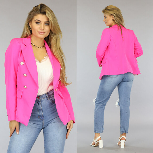 Neonrosa Knopf-Blazer