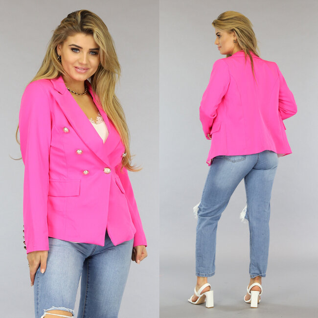 Neonrosa Knopf-Blazer