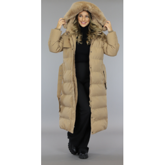 OP=OP.14.AV Lange Camel gesteppte Winterjacke