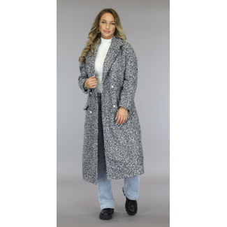 BF2023 Langer grauer Kunstpelz-Trenchcoat