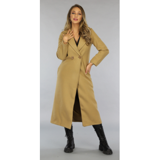 BF2023 Kamelfarbener langer Basic-Trenchcoat