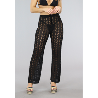 Schwarze gehäkelte Hose