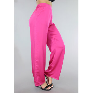 NEW0802 Fuchsia Satin-Hose mit weitem Bein