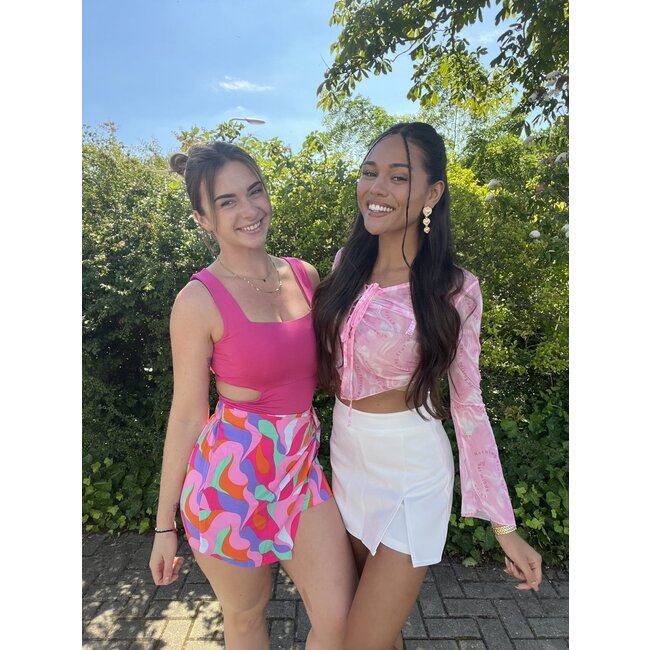 Fuchsia Bodysuit mit offener Seite