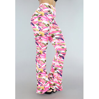 BF2023 Fuchsia Dschungel-Print-Hose