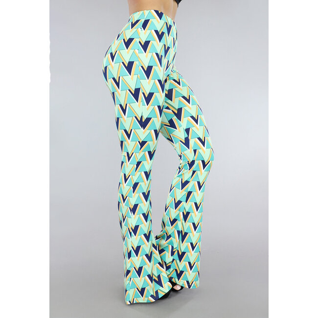 Grüne Retro-Print-Hose mit Flair