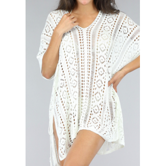 Weißes gehäkeltes Cover Up Kleid