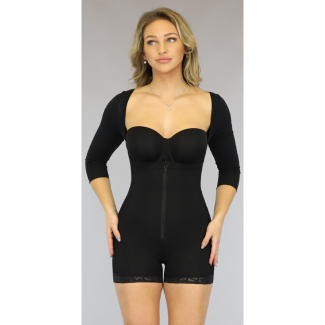 Schwarzer korrigierender Langarm-Bodyshaper