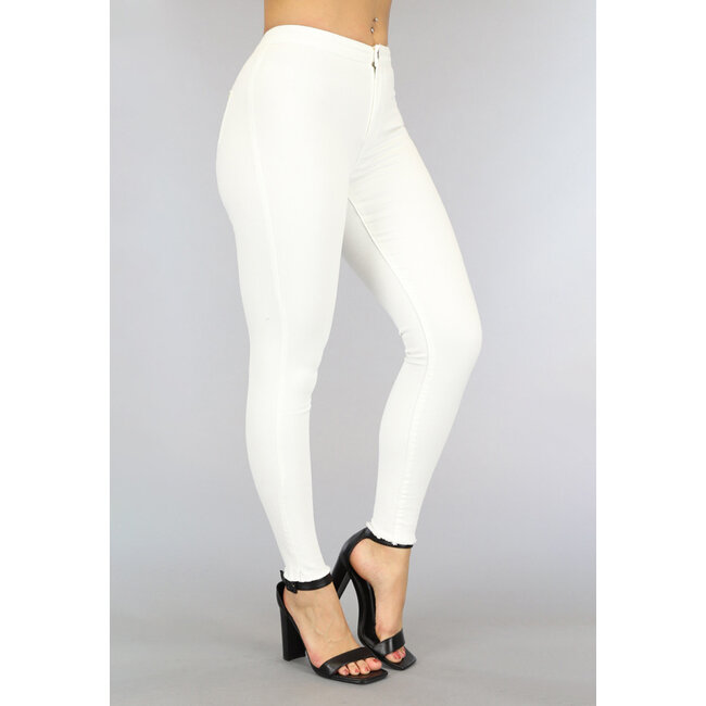 Basic Off-White Jeans Jeggings mit hoher Taille