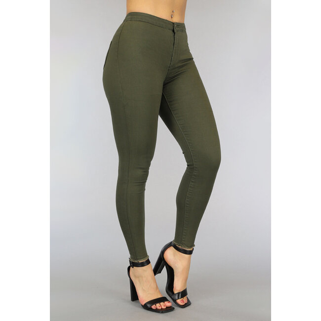 Grüne Basic-Jeans mit hoher Taille Jeggings