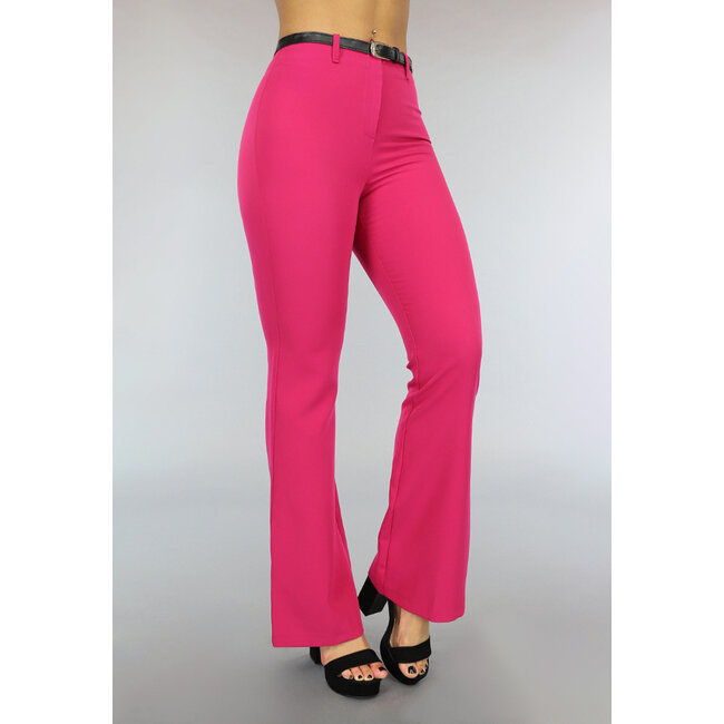 Fuchsia Weit geschnittene Hose mit Gürtel