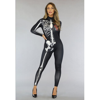 Eng anliegender Skelett-Jumpsuit