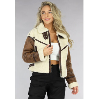 SALE50 Braune Lammy Jacke mit Teddy