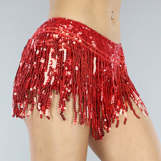 SALE80 Rote Shorts mit Glitzerfransen