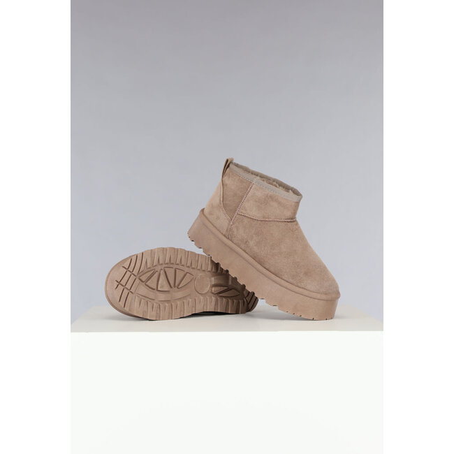 Snowboots Low Khaki mit dicker Sohle