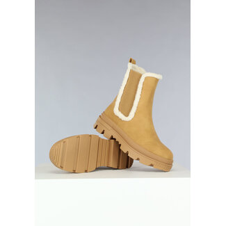 Kamelfarbene Chelsea-Stiefel in Wildlederoptik