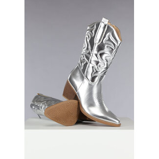 Silberne Metallic-Cowboystiefel