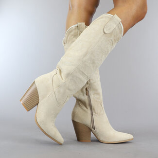 OP=OP! Cowboystiefel aus Wildleder in Beige