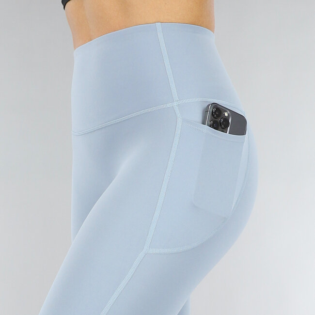 Graue nahtlose Sportleggings mit Tasche