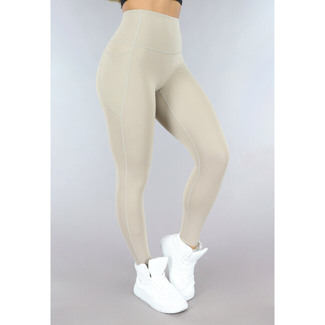 Taupe Nahtlose Sport Leggings mit Tasche