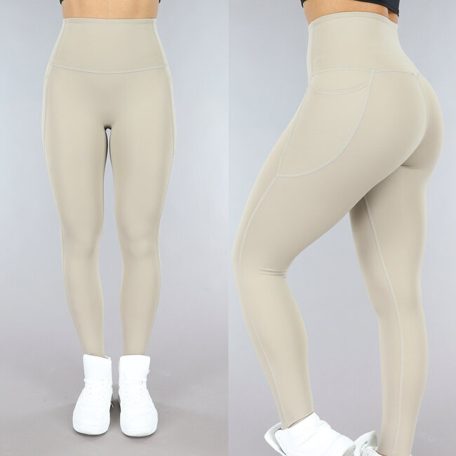 Taupe Nahtlose Sport Leggings mit Tasche