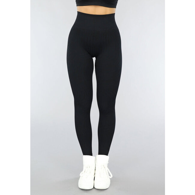 Schwarze Sport-Leggings mit Zebradruck