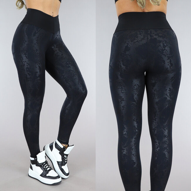 Wetlook Sport-Legging mit Schlangendruck