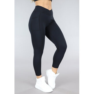 Schwarze Crossover-Sport-Leggings