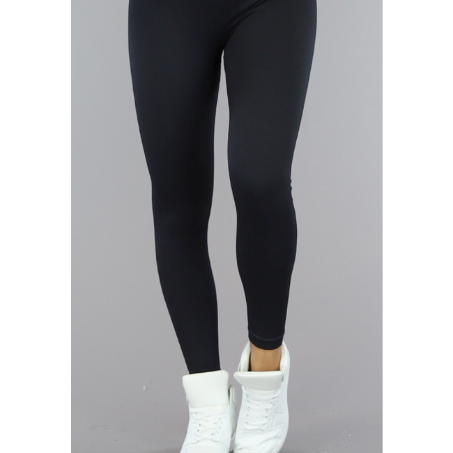 Schwarze Squatproof Sport Leggings aus Rippstoff