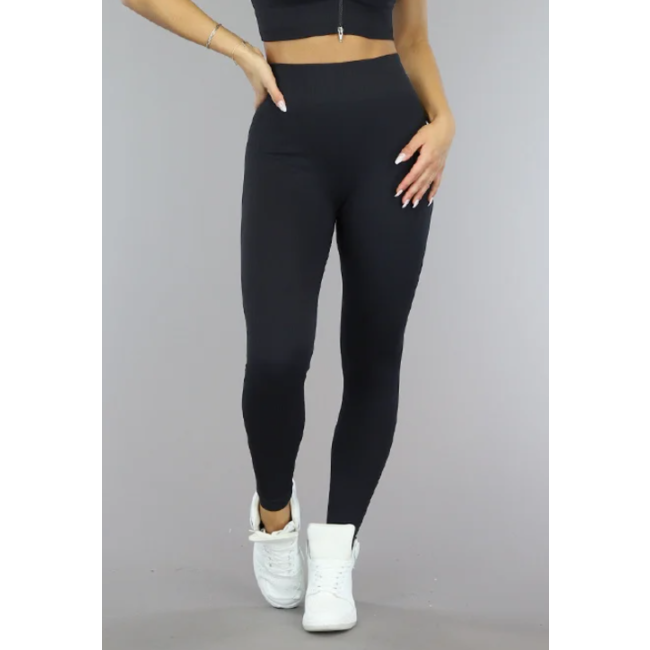 Schwarze Grove Rib Sport Legging mit Scrunch