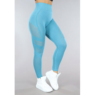 BF2023 Blaue Sport-Leggings mit Fischnetz-Detail