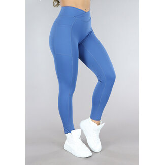 Blaue Sport-Leggings mit Scrunch