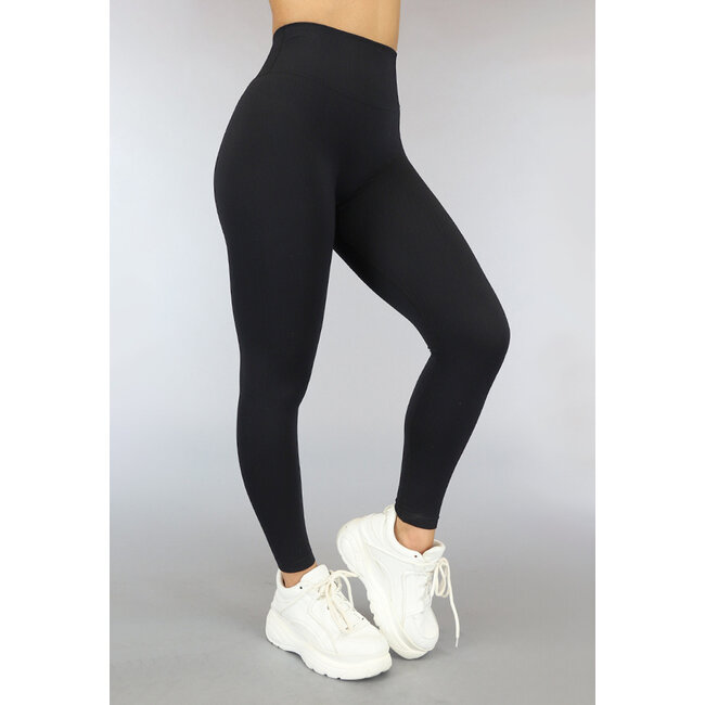 Schwarze Rippen-Sport-Leggings