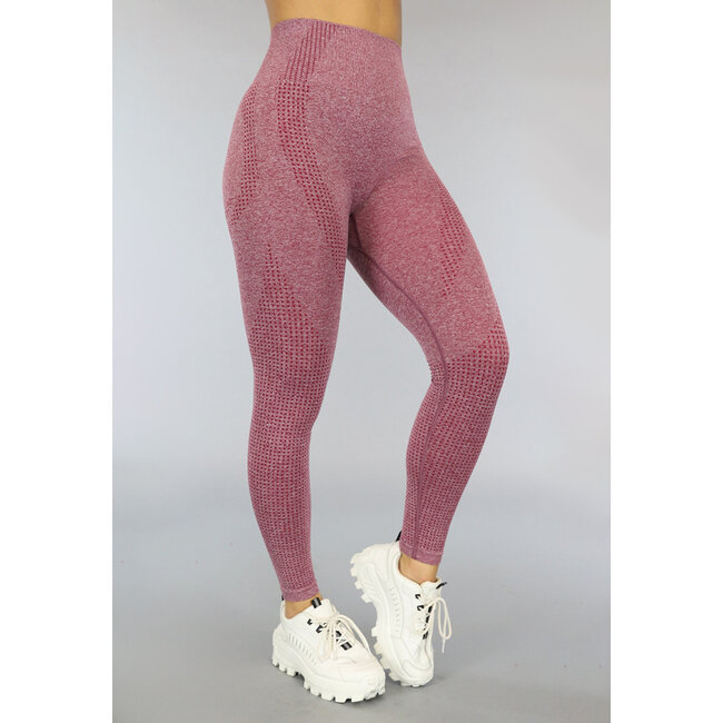 Bordeauxrote Stretch-Sport-Leggings mit hoher Taille