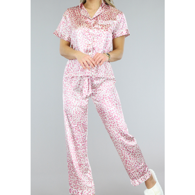 Satin Rosa Leopard Pyjamas