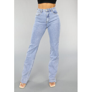 Hellblaue Straight Leg Stretch Jeans