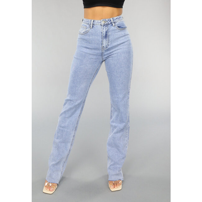 Hellblaue Straight Leg Stretch Jeans