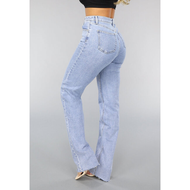 Hellblaue Straight Leg Stretch Jeans