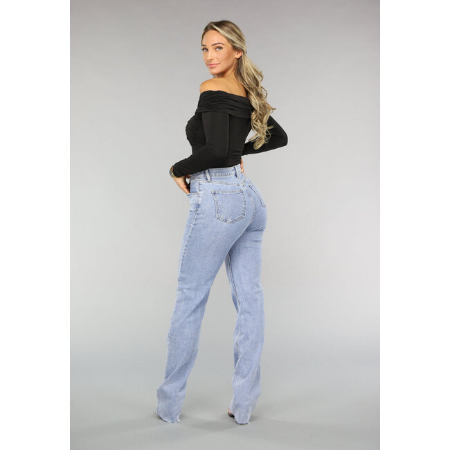 Hellblaue Straight Leg Stretch Jeans