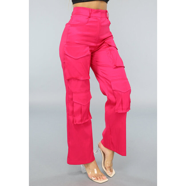 Gerade Cargohose mit geradem Bein in Rosa