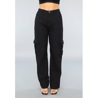 Schwarze einfarbige Cargohose