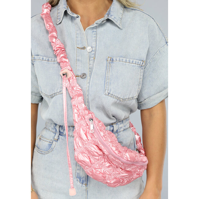 Glänzende gesteppte Gürteltasche Rosa