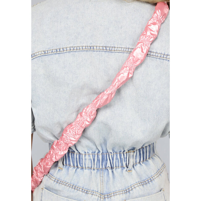 Glänzende gesteppte Gürteltasche Rosa