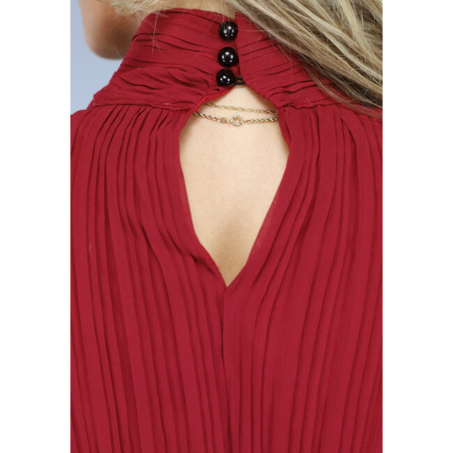 Rotes Chiffon Plissé-Skaterkleid