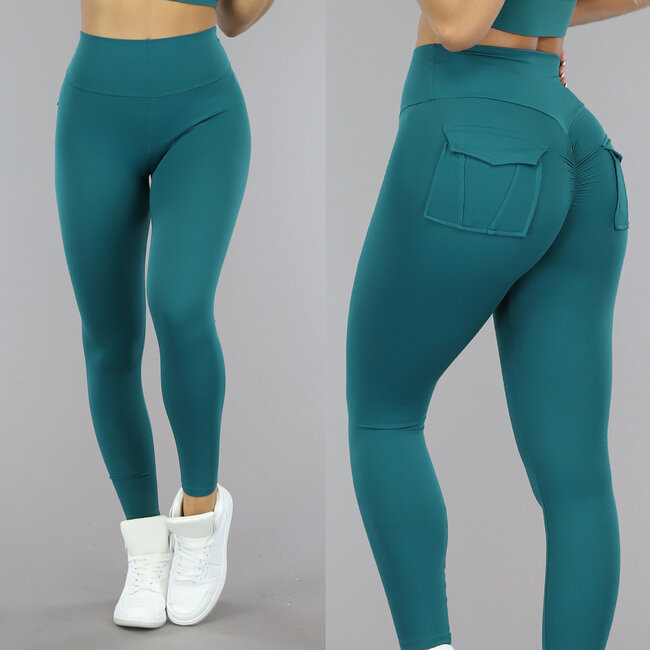 Oasis Grüne Sportleggings mit Scrunch und Seitentaschen