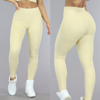 BF2023 Weiche gelbe Grobstrick-Sport-Leggings